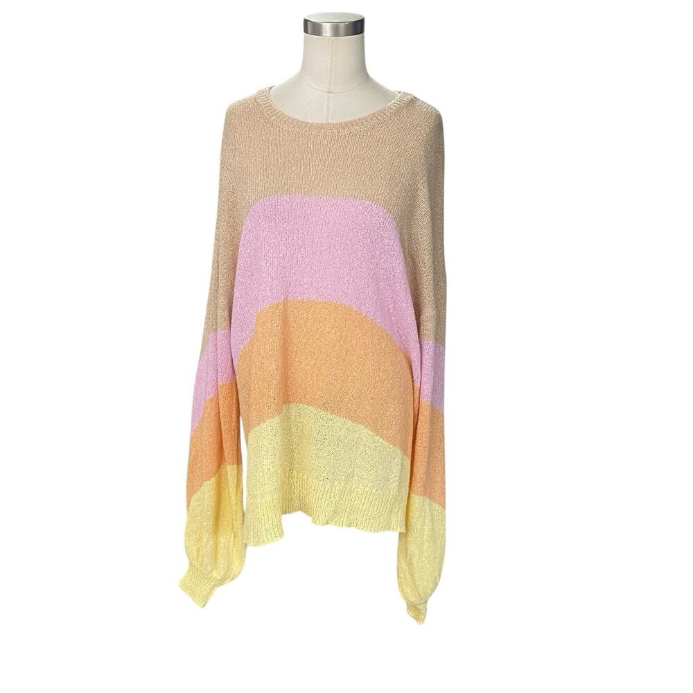 Show Me Your Mumu Pismo Sweater Womens M Sunny Stripe Striped V Neck Coastal - Picture 13 of 13
